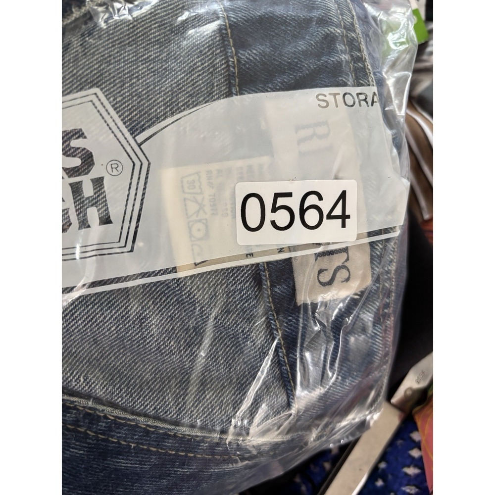 Results Jeans Vest Mens  Denim Streetwear Hip Hop 90s made in Hong Kong Sz L - Picture 12 of 12